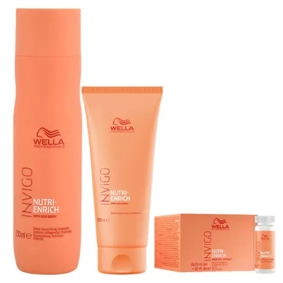 WELLA Kit Invigo Nutri-Enrich Shampoo 250ml + Balsamo 200ml + Repair Serum 8x10ml