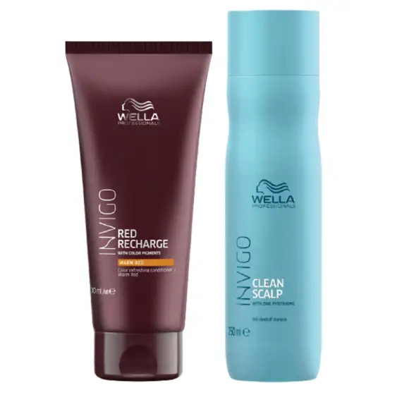 WELLA Kit Invigo Red Recharge Color Refreshing Conditioner Warm Red 200ml + Clean Scalp Shampoo 250ml