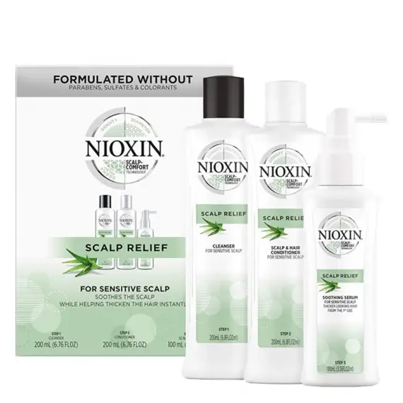 NIOXIN Scalp Relief Sistema Trifasico Kit Shampoo 200ml + Conditioner 200ml + Siero 100ml