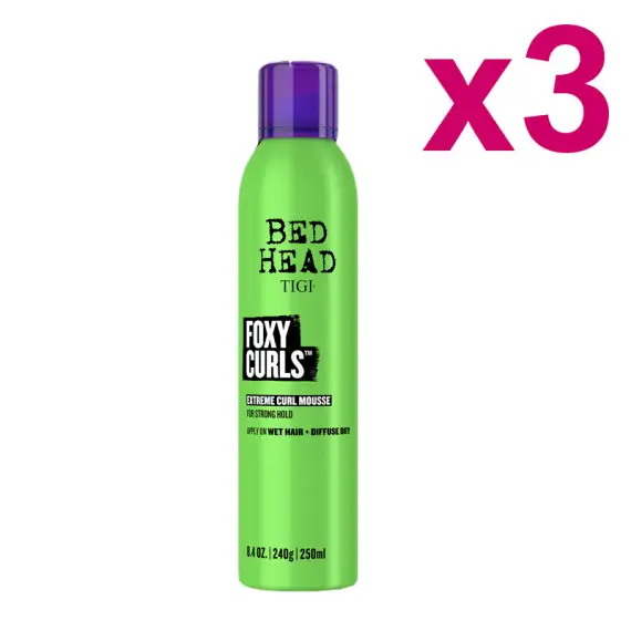 TIGI Kit Bed Head Foxy Curls Extreme Curl Mousse 3 Pezzi x 250ml