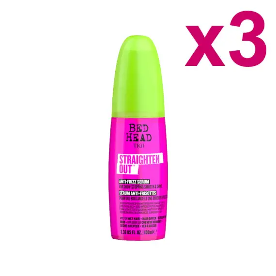TIGI Kit Bed Head Straighten Out Anti-Frizz Serum 3 Pezzi x 100ml