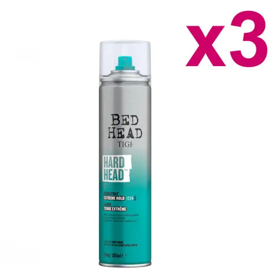 TIGI Kit Bed Head Hard Head Hairspray Extreme Hold 3 Pezzi x 385ml