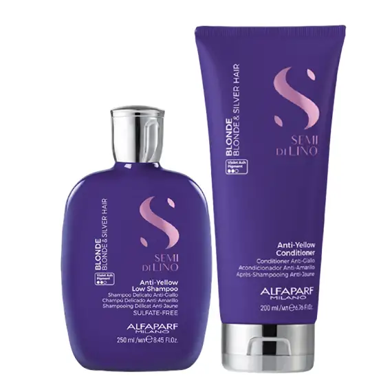 ALFAPARF MILANO Kit Semi Di Lino Anti-Yellow Low Shampoo 250ml + Conditioner 200ml