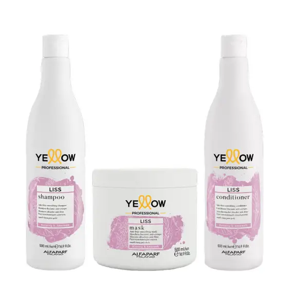 ALFAPARF Yellow Kit Liss Shampoo 500ml+ Mask 500ml +Conditioner 500ml