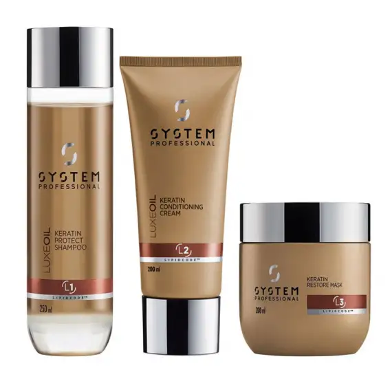 SYSTEM PROFESSIONAL Kit Luxe Oil Keratin Shampoo 250ml + Conditioner 200ml + Mask 200ml