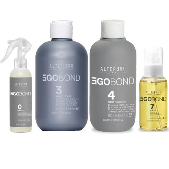 ALTEREGO Kit Ego Bond trattamento 0 125ml + Loker 3 250ml+ Shampoo 4 250ml + oil 7 100ml