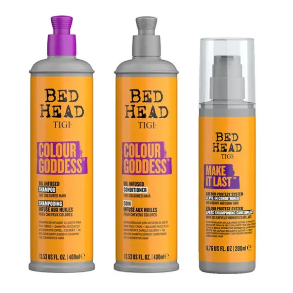 TIGI Kit Bed Head Colour Goddes Shampoo 400ml + Conditioner 400ml + Make In Last 200ml