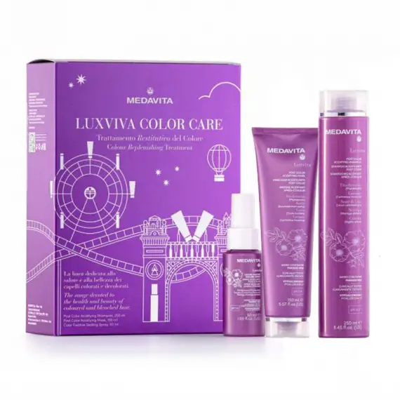MEDAVITA Xmas Set Luxviva Color Care Shampoo 250ml + Mask 150ml + Sealing Spray 50ml