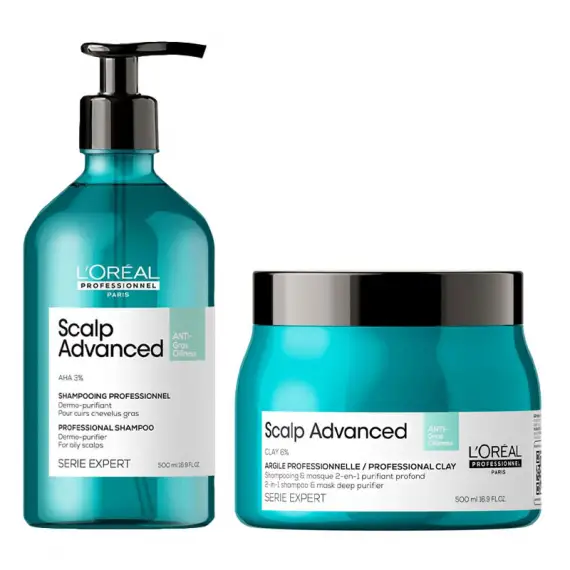 L'OREAL Kit Serie Expert Scalp Advanced Anti-Oiliness Shampoo 500ml + Argile 2-en-1 500ml