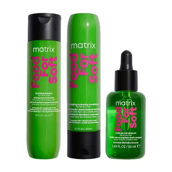 MATRIX TOTAL RESULTS Food For Soft Kit Hydrating Shampoo 300ml + Conditioner 300ml +  Oil Serum 50ml