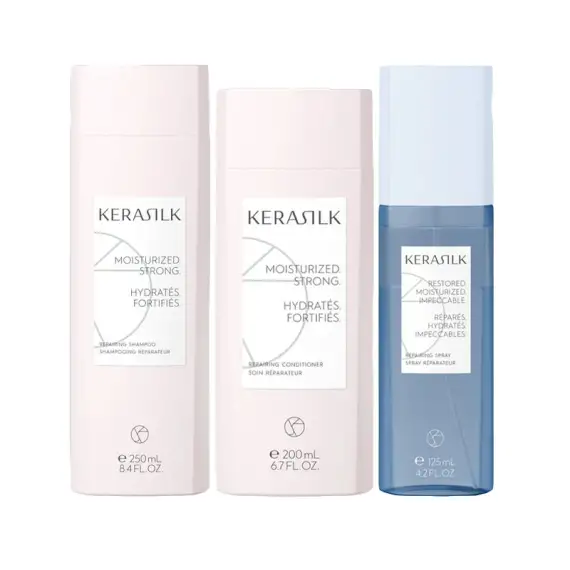 KERASILK Kit Essentials Reparing Shampoo 250ml + Conditioner 200ml + Spray 125ml