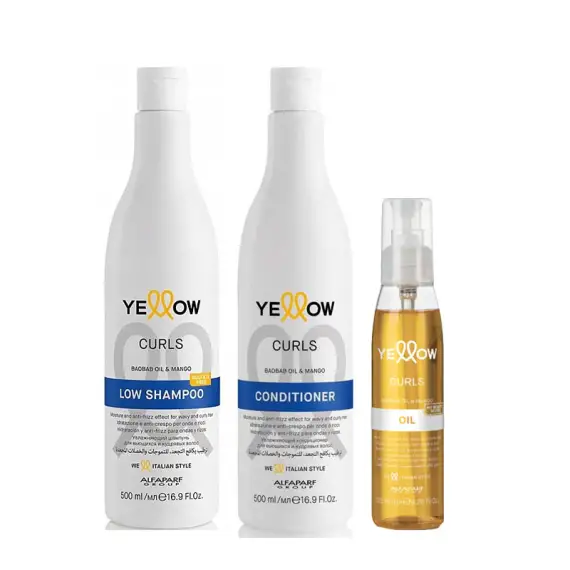 ALFAPARF Yellow Kit Curls Shampoo 500ml + Cond 500ml + Oil 125ml