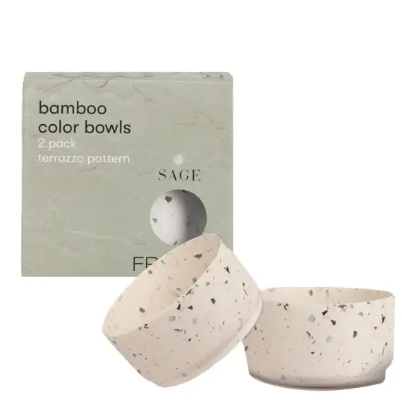 FRAMAR Sage Neutral Bamboo Color Bowls 2 Pack