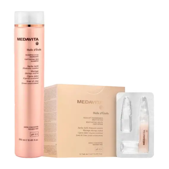 MEDAVITA Kit Huile D'Etoile shampoo 250ml + Oleo Lift Rigenerante Multi Attivo Fiale 12x7ml