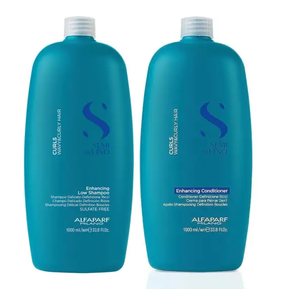 ALFAPARF MILANO Kit Semi Di Lino Curls Enhacing Shampoo 1000ml + Conditioner 1000ml