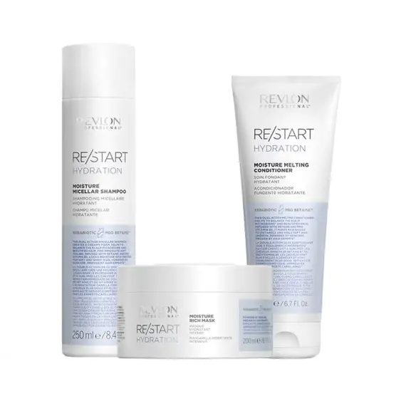 REVLON PROFESSIONAL Kit Restart Hydration Micellar Shampoo 250ml + Rich Mask 200ml + Conditioner 200ml