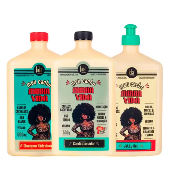 LOLA Kit Cacho Minha Vida Moisturizing Shampoo 500ml + Conditioner 500ml + Jelly Gel 500g