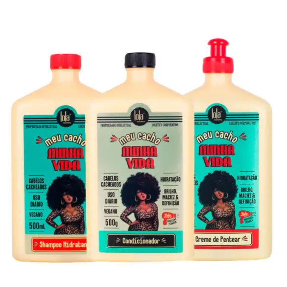 LOLA Kit Cacho Minha Vida Moisturizing Shampoo 500ml + Conditioner 500ml + Creme De Pentear 500g
