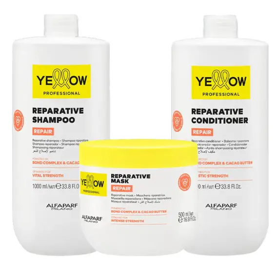 ALFAPARF Yellow Kit Repair Reparative Shampoo 1000ml + Mask 500ml + Conditioner 1000ml