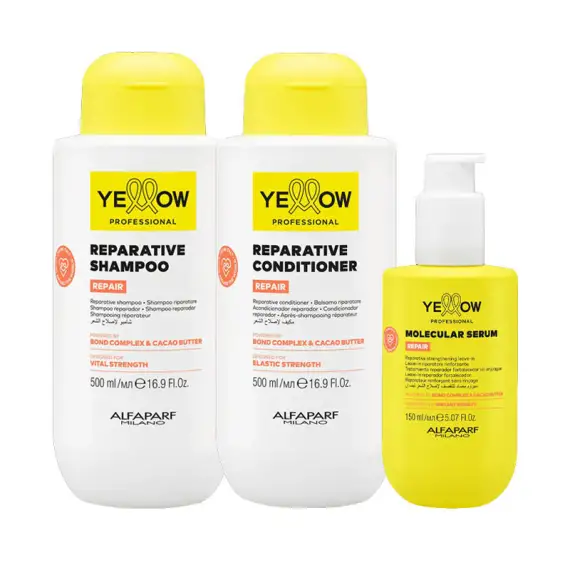 ALFAPARF Yellow Kit Repair Reparative Shampoo 500ml + Conditioner 500ml + Serum 150ml