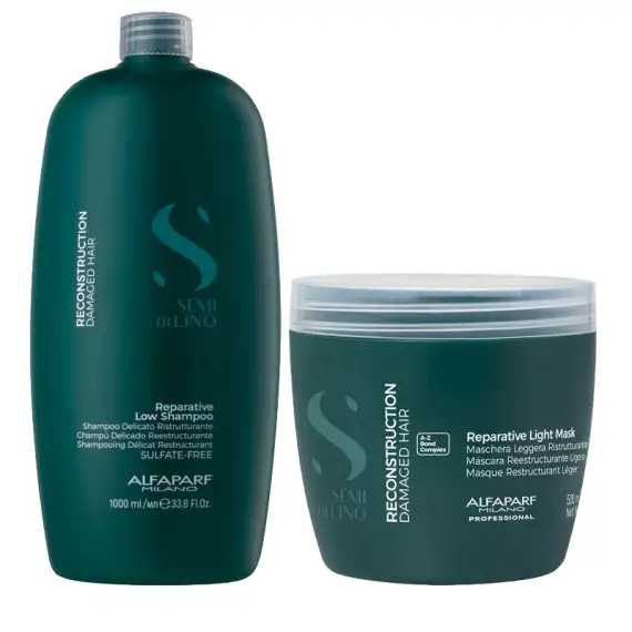 ALFAPARF MILANO Kit Semi Di Lino Reparative Shampoo 1000ml + Light Mask 500ml
