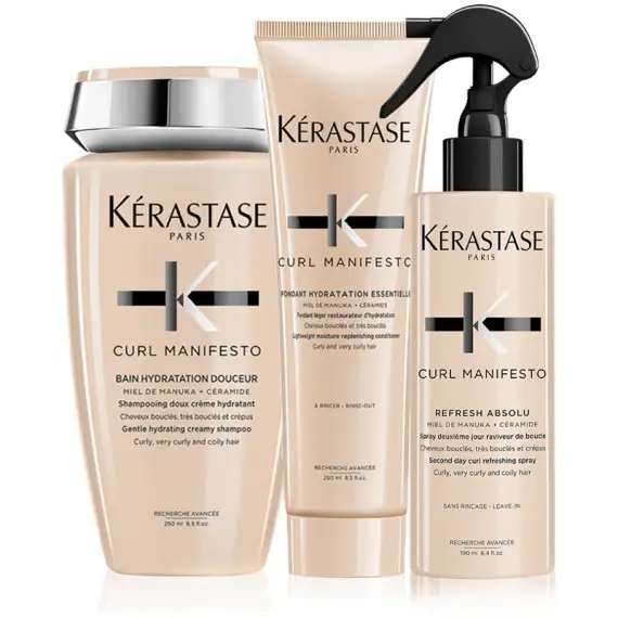 KERASTASE Kit Curl Manifesto Shampoo 250ml + Conditioner 250ml + Refresh 190ml