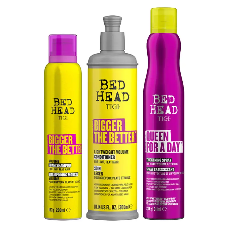 TIGI Kit Bed Head Volume Bigger Shampoo 200ml + Conditioner 300ml + Queen  For a Day Thickening Spray 311ml