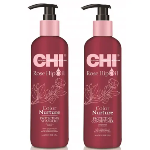 FAROUK Kit CHI Rose Hip Oil Color Nurture Shampoo 739ml + Balsamo 739ml