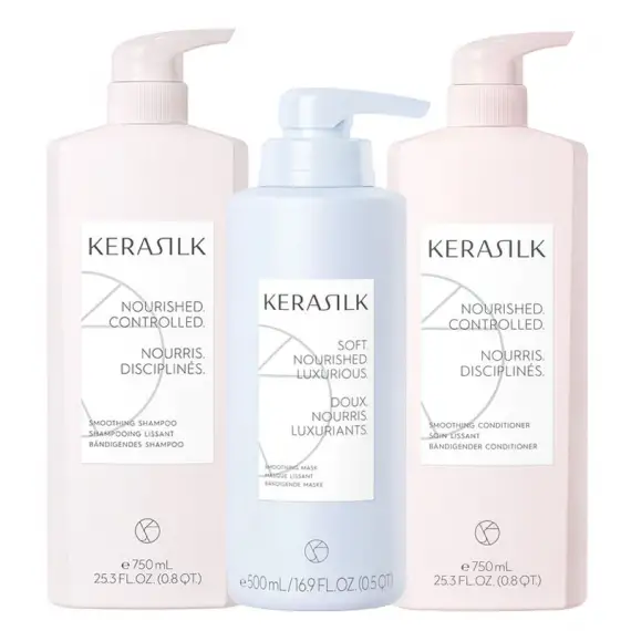 KERASILK Kit Essentials Smoothing Shampoo 750ml + Mask 500ml + Conditioner 750ml
