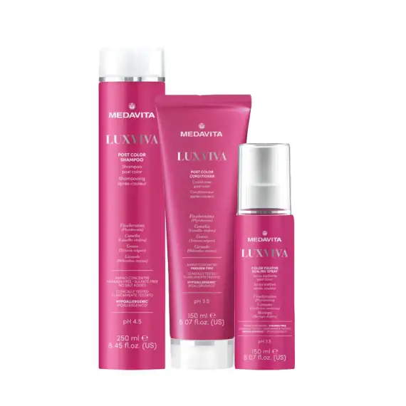 MEDAVITA Kit Luxviva Post Color Shampoo 250ml + Conditioner 150ml + Sealing Spray 150ml