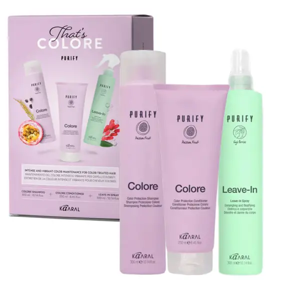 KAARAL Set Colore Purify Shampoo 300ml + Conditioner 250ml + Leave In Spray 300ml